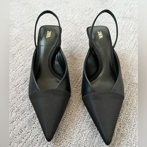 Zara sling backs with gold kitten heel